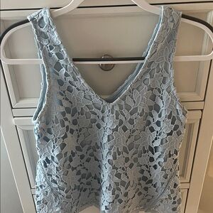 J.O.A. Light Blue Floral Crochet Tank